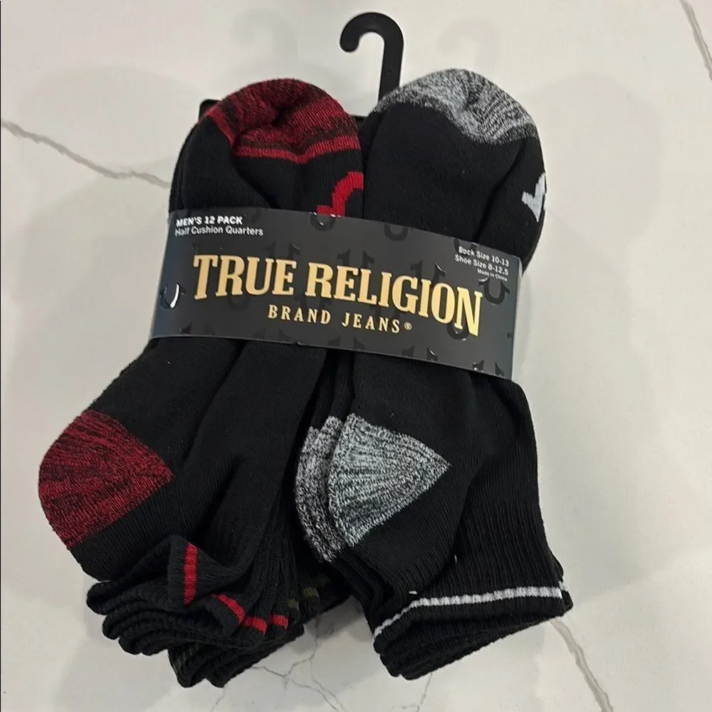 True Religion Black and Gray Athletic Socks 12 pair